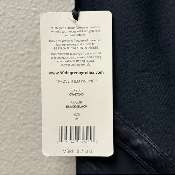 90 degrees by Reflex "Prove Them Wrong" Black Stripped Cropped Leggings Medium - Picture 5 of 7